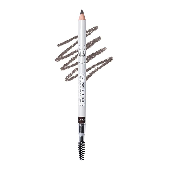 True + Luscious Brow Definer Pencil - Pomade & Powder Combo With Organic Castor Oil - Fills, Shapes Eyebrows - Waterproof - Cool Brunette