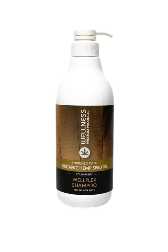Wellness Premium Wellplex Hemp Shampoo & Conditioner Bundle | 1L Each | Restorative Hair Care for Damaged, Color-Treated Hair | Vegan, Organic, Moisturizing & Strengthening with Hyaluronic Acid