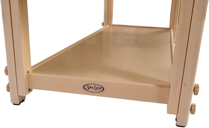 Professional Massage Table - Heavy Duty Stationary Spa Bed with Adjustable Headrest and Pneumatic Lift System - Includes Headrest and Arm Rests - Beige