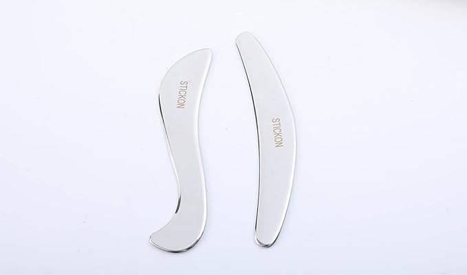STICKON Gua Sha Stainless Steel 2 in 1 Muscle Scraper Tools Set, Scraping Massage Tools IASTM Tools for Physical Therapy Great Soft Tissue Mobilization Tool(STICKON-34)