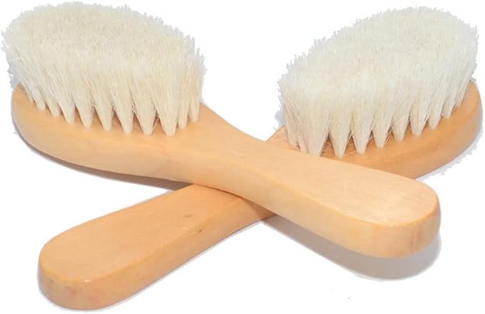 Natural Soft Wool Bristles Dry Facial Cleansing Brush, 6" Face Skin Care Exfoliating Scrub Brush, 2 Pack Wood Handle Face Brush Cleanser.