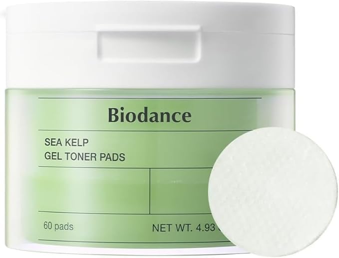 Biodance Sea Kelp Gel Toner Pads, Calming & Soothing for Sensitive Skin, Oil & Sebum Control, Blemish Care, Gentle Exfoliating Toner Pads, Korean Skincare, Stocking Stuffersㅣ4.93 fl.oz.(140g)*60Pads