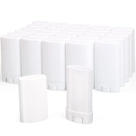 15ml Travel Deodorant Containers,Top-Fill,Empty Plastic Oval Lip Balm Tubes for Chapstick,Lip Balm,Lotion Bar Sticks,Salve,Homemade Solid Lotion,Sample Size Deodorant-30 Pack,White