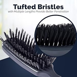 Stanley Commander for Her Hairbrush – Detangling Brush for Wet or Dry Hair – Nylon Bristles Reduce Frizz – Scalp Massager Hair Brush for Thick, Thin, Curly, Straight Hair (Black)