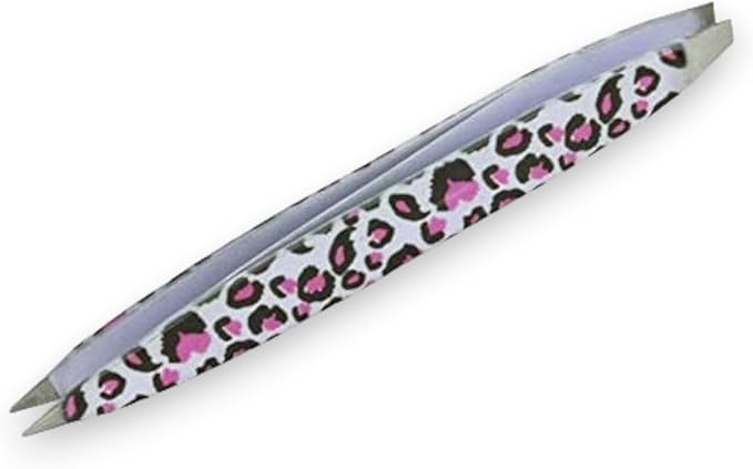 F.A.R.A.H Professional Z-Tweeze Dual Ended Tweezer - Pink Leopard Stainless Steel Tweezers