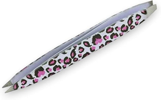 F.A.R.A.H Professional Z-Tweeze Dual Ended Tweezer - Pink Leopard Stainless Steel Tweezers