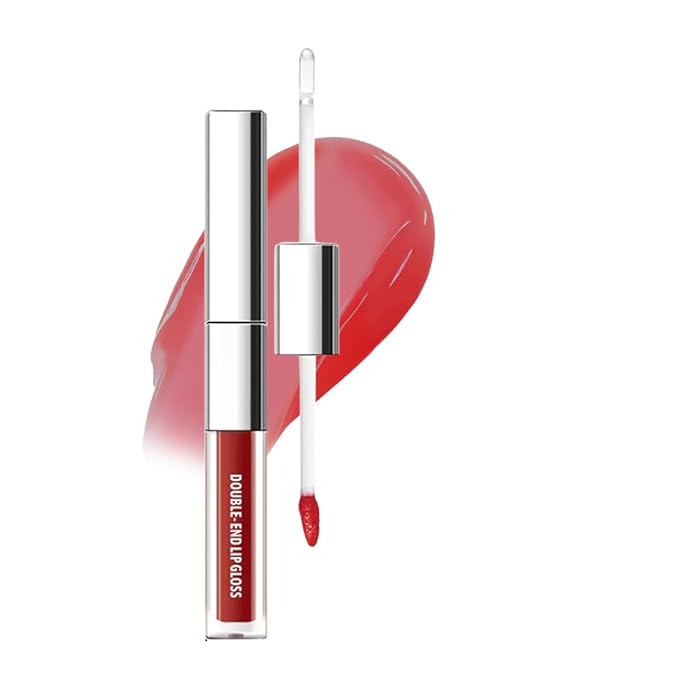 Dual-Ended Lip Stain & Lip Oil – 2-in-1 Matte Color and Hydrating Gloss, Long-Lasting Non-Sticky Lip Tint, Nourishing Moisture & Glassy Shine for Day-to-Night Looks 06#