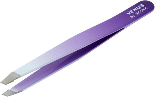 Venus by Regine Slant Tweezers - Handmade Precision Tool for Women & Men, 25-Degree Angle for Shaping Eyebrows & Grooming Facial Contours, Suitable for Eyebrow & Facial Hair Removal (Lavender Ombre)