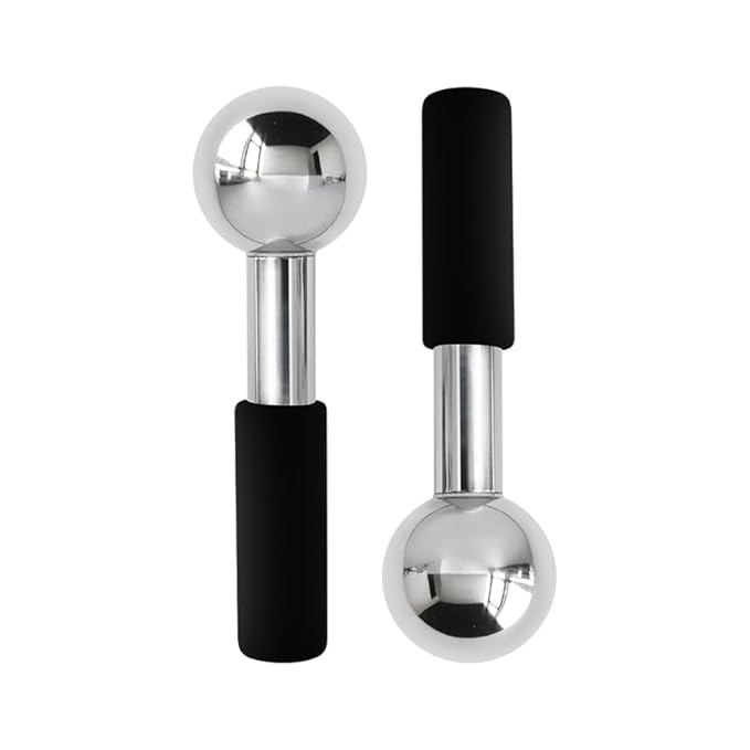 Betyura Ice Globes for Face & Eyes – Unbreakable Stainless Steel Cooling Cryo Sticks, Hot & Cold Facial Roller for Puffiness, Dark Circles & Daily Skincare（Black）