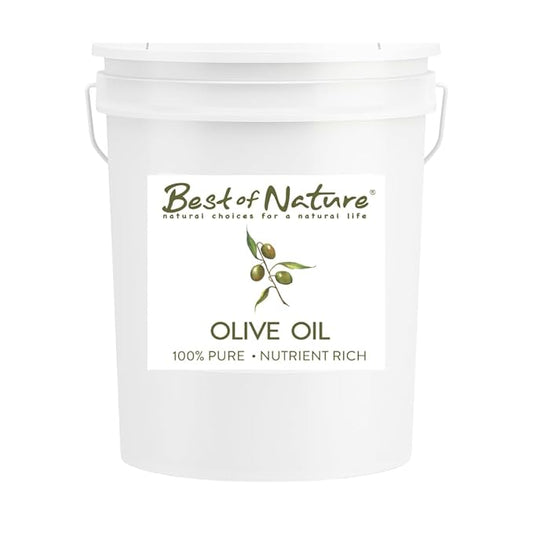 Best of Nature 100% Pure Olive Massage & Body Oil – Cold Pressed, Natural & Unscented Moisturizer for Skin, Hair & Bath, 5 Gallon Pail (640 fl oz)