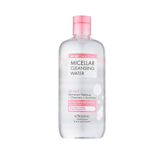 Face Cleanser & Makeup Remover For Eye, Lip & Face Makeup, Micellar Cleansing Water, Gentle Hydrating Formula For All Skin Types - 16.9 Fl Oz