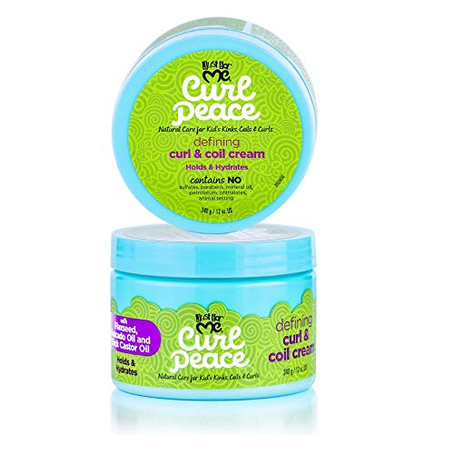 Just For Me Curl Peace Defining Curl & Coil Cream (3 Pack) - Holds & Hydrates, Contains Flaxseed, Avocado Oil & Black Castor Oil, No Animal Testing, 12 oz