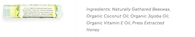 100% Natural Beeswax Lip Balm with Organic Oils (Sweet Honey, 4 pack)