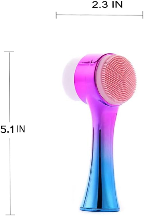 Facial Cleansing Brush 2 in 1Double-Sided Facial Cleaning Brush with Soft Bristles for Deep Pore Exfoliation, Wash Makeup, Massaging (Blue)