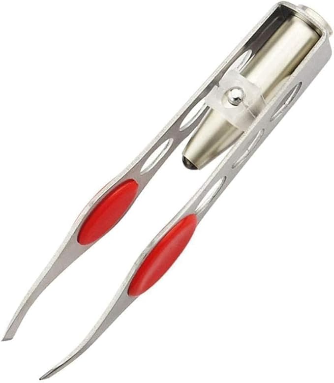 Silver Tweezer With LED Light For Hair Removal Makeup Tool Eyebrow Eyelash for Women Facial Hair, Lash Trimmer,Hair Tweezers,Ingrown For Tweezer,Tweeze,Women's Hair Removal Tweezers