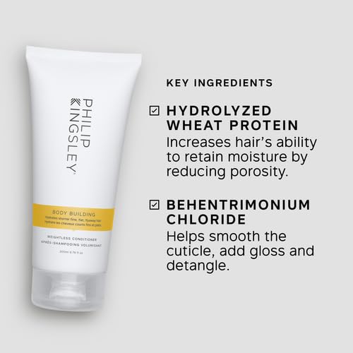 PHILIP KINGSLEY | Body Building Weightless Conditioner | Volumizing Conditioner for Fine, Limp, Flat, Flyaway Short Hair | Hydrates, Thickens, Lifts and Adds Volume and Shine | 6.76oz