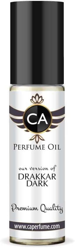 CA Perfume Impression of G. Laroche Drakkar Dark For Men Replica Fragrance Body Oil Dupes Alcohol-Free Essential Aromatherapy Sample Travel Size Concentrated Long Lasting Attar Roll-On 0.3 Fl Oz/10ml