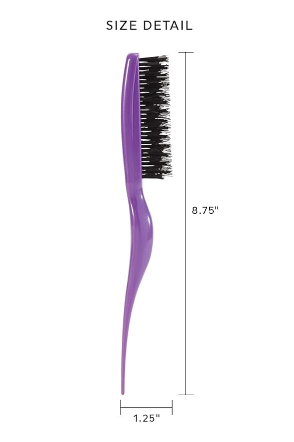 Cricket Amped Up Teasing Hair Brush - Adds Major Volume and Shine, Heat Resistant, Ideal for Slick Back, Updos, and Detangling All Hair Types, with Ergonomic Handle and Sectioning Tip, Purple