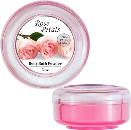 R-NEU 2 Pack Body Powder for Women with Powder Puff, 100% Talc-Free, Elegant Rose Petal & Royal Bouquet Scented Dusting Powder, After Bath for Soft Skin, Extra Large, (2 Pack, 5 Oz Each)