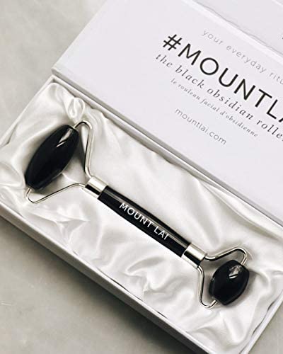 Mount Lai Warming Black Obsidian Facial Roller – The Stone of Clarity, Detoxifying Face Roller Tool for Purified Skin, Relaxation & Improved Circulation, Facial Massager Tool for Self-Care Ritual