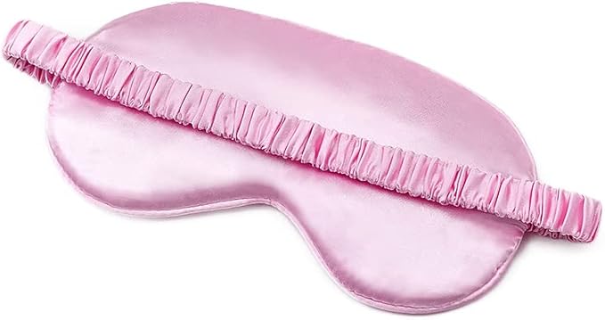 100% Natural Mulberry Soft Silk Sleep Mask, Light Blocking Eye Masks For Sleep, Night Blindfold Eye Mask Cover For Men And Women, Sleeping Night Mask For Travel (Pink)