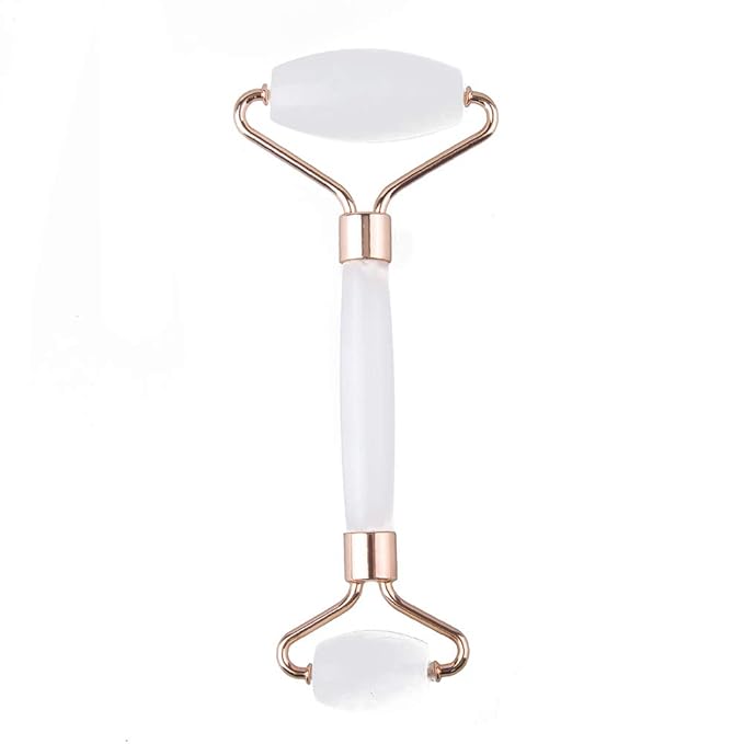 Jade Roller and Gua Sha Set - Facial Body Eyes Neck Massager Tool for Beautiful Skin Detox - Reduce Wrinkles Aging -（White Jade）