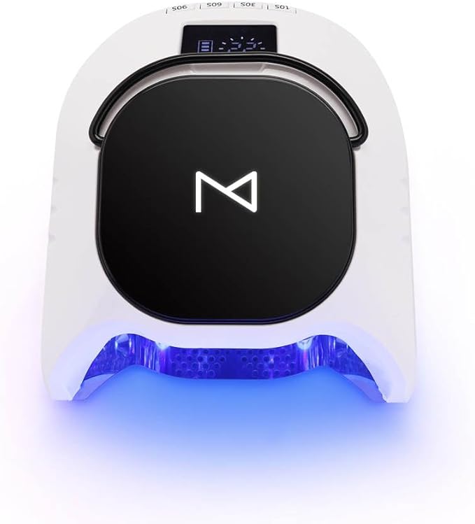 M - GlowPro Professional Hybrid 86W Wireless Rechargeable UV LED Nail Curing Lamp Cordless Nail Dryer for Gel Nails, Manicure, Pedicure (Black & White)