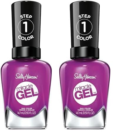 Sally Hansen Miracle Gel™, Hunger Flames, Long Lasting, Gel-Like Formula, No UV Lamp Needed, Purple Nail Polish (Pack of 2)