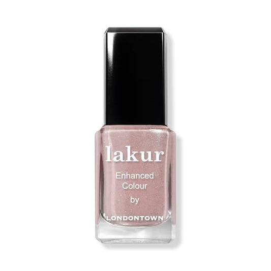LONDONTOWN lakur Nail Polish - Chip-Resistant, Non-Toxic, Conditions & Hydrates Nails | Shimmery Holographic Neutral Pink, Champagne in Bed, .40 fl oz