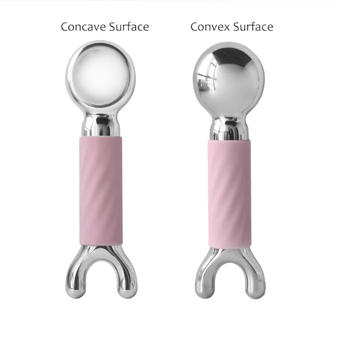 Betyura Ice Globes for Face & Eyes – Dual-Head Stainless Steel Facial Cryo Sticks with Silicone Grip, Cooling Globes to Reduce Puffiness Wrinkles - Pink