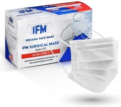 Indiana Face Mask, 4 Ply, Disposable Face Mask, ASTM Level 3, Made In USA