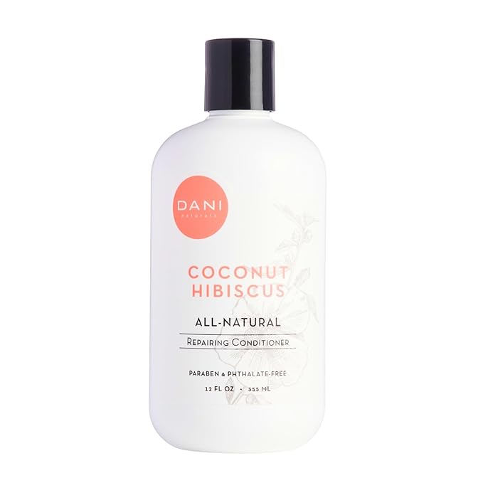 DANI Naturals Conditioner – Coconut Hibiscus, Strengthening & Hydrating for Dry or Damaged Hair, Lightweight & Nourishing, Vegan & Color-Safe, 12 oz