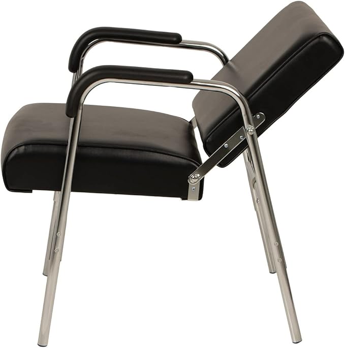 Buy-Rite Kate Auto Reclining Shampoo Chair with Extra Thick Cushion, Heavy Duty Chrome Arms, Black Vinyl, Ergonomic Solid Backrest - Portable Salon Chair for Shampoo Bowls, SY-92272