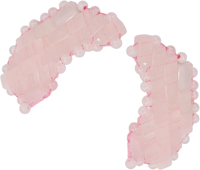 2Pcs Jade Eye Mask, Jadestone Eye Patch, Rose Quartz Anti Aging Eye Pad Sleep Eye Pad to Eliminate Wrinkles, Puffiness & Irritation (Reusable)