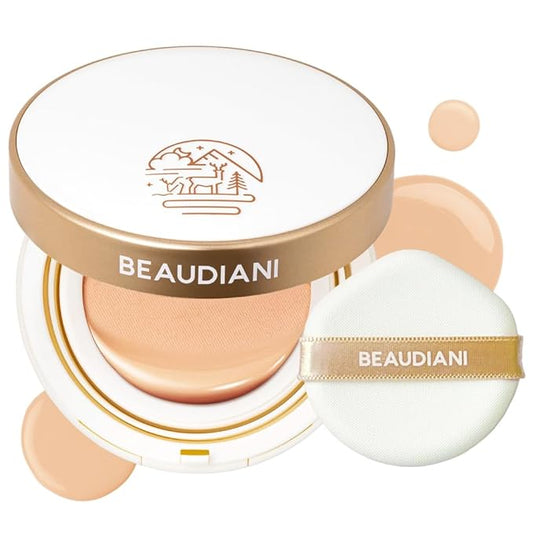 Beaudiani Mesh Glow Cushion Foundation Dewy Korean Cushion with Gemstone Complex & Skincare Benefits (12g) (#03 Deep Cover Daily (Shade #23-24))