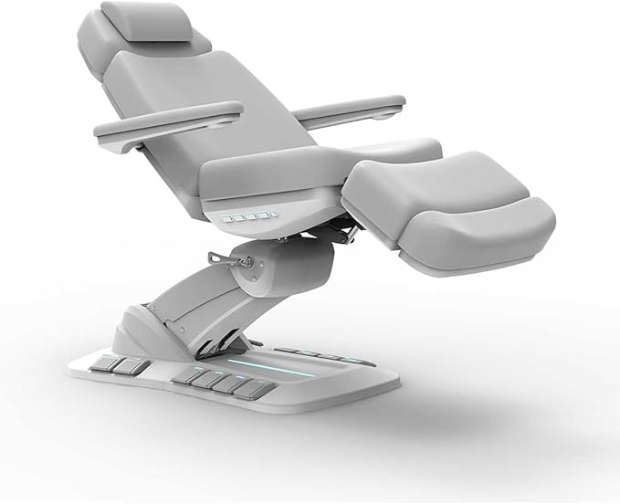 Massage Tools - Professional Spa and Facial Chair with 240° Rotation, LED Lighting, Memory Settings, and Adjustable Headrest - Premium Service Bed and Spa Chair for Salon and Facials - Light Gray