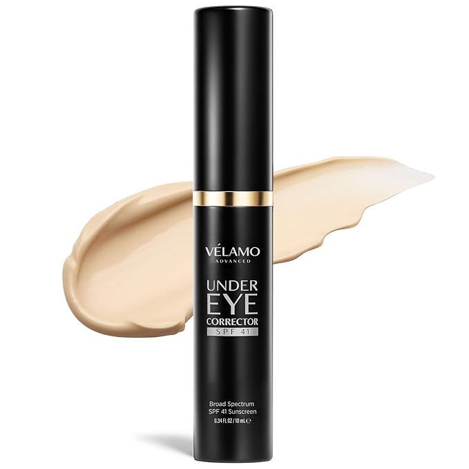 VELAMO ADVANCED Luminous Eye Corrector SPF 41: Under Eye Color Corrector for Dark Circles, Fine Lines & Puffiness - Hydrating Anti Aging Eye Cream with Ceramides Complex - Medium, 0.34 FL OZ/10mL 2Pcs
