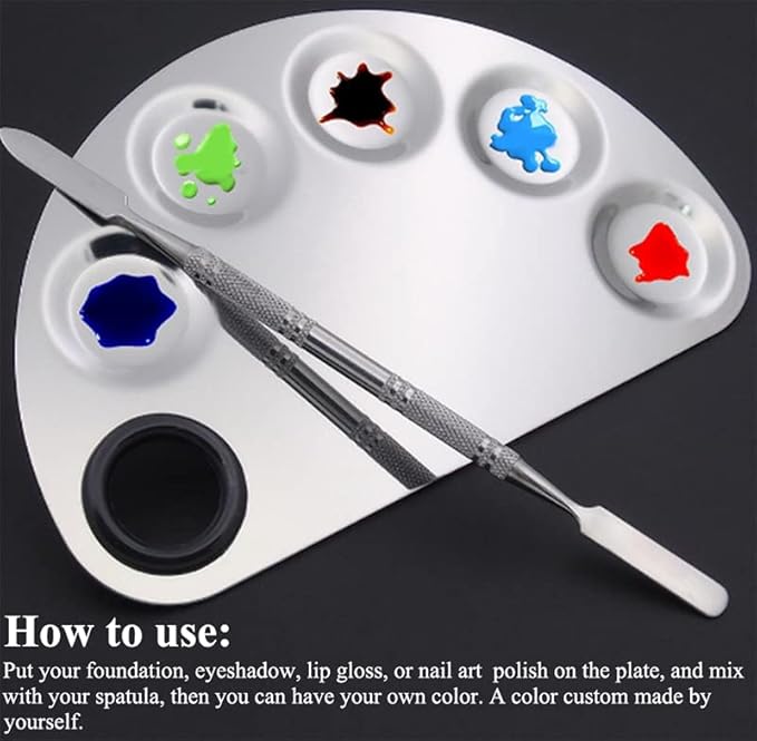 AKOAK Stainless Steel Beauty Palette, with Spatula Tool,