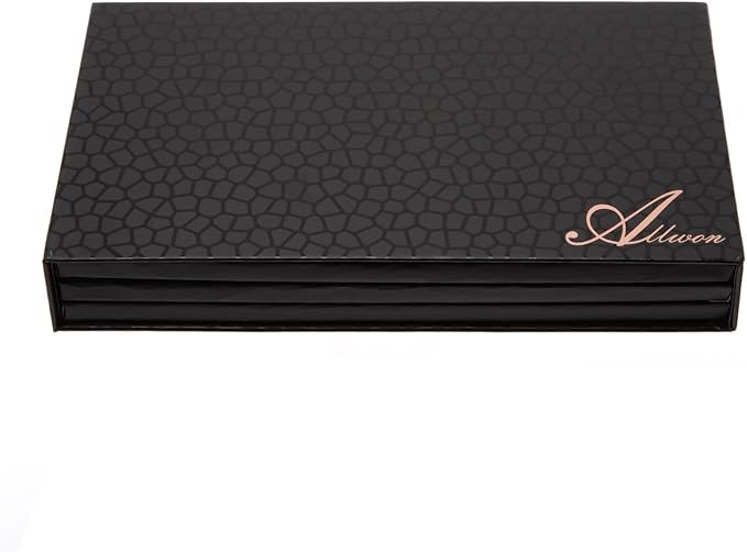 Allwon 3-Layer Rotation Magnetic Palette 3 in1 Empty Makeup Palette Storage Box for Eyeshadow Lipstick Blush Powder (Black)