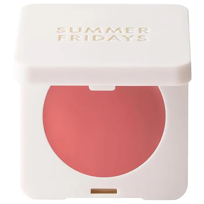 Summer Fridays Blush Butter Balm - Skincare-Infused Hydrating Cream Blush with Hyaluronic Acid, Ceramides, & Shea Butter for a Dewy Flush of Color - Cheek and Lip Tint - Soft Strawberry (0.14 Oz)