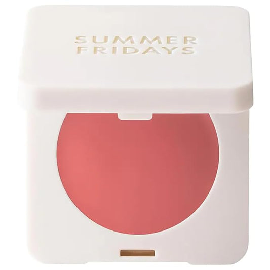 Summer Fridays Blush Butter Balm - Skincare-Infused Hydrating Cream Blush with Hyaluronic Acid, Ceramides, & Shea Butter for a Dewy Flush of Color - Cheek and Lip Tint - Soft Strawberry (0.14 Oz)