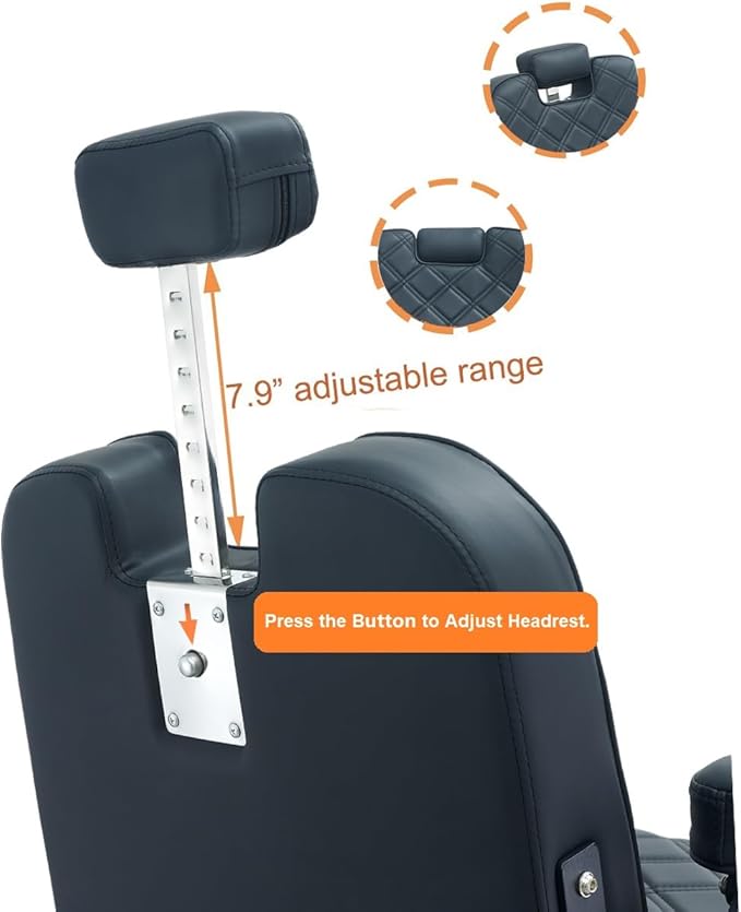 Kaleurrier Black Salon Chair Reclining: Professional Hydraulic Barber Chairs with Headrest and Footrest - Adjustable Heavy Duty Styling Chair for Home Hair Beauty Salon Massage Barbershop Tattoo