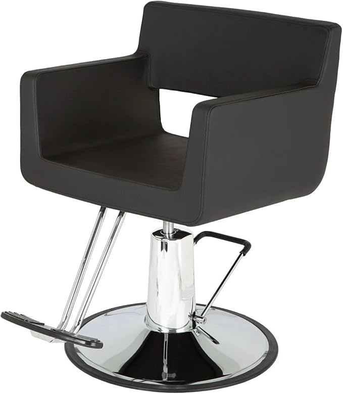 Buy-Rite Rosa Styling Chair for Professional Salons & Barbers - Black Crocodile Vinyl, 23" Chrome Base, Hydraulic Pump, Seamless Design, T-Bar Footrest, Wide Seat with Low-Cut Back, YLG-ROSASTYL-BLK