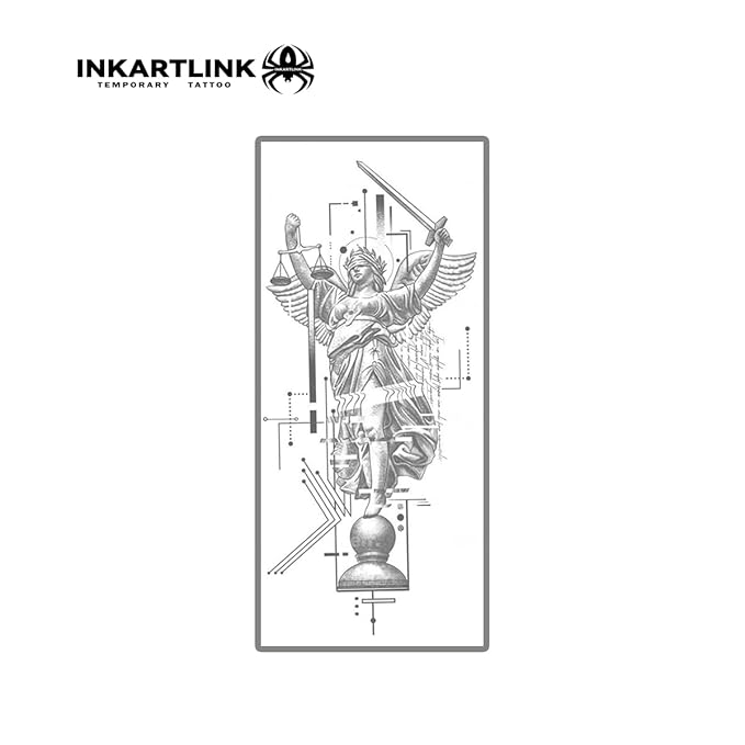 INKARTLINK Semi Permanent Tattoo, beautiful and realistic design, fun tattoo experience, cruelty-free, non-reflective, waterproof (Greek geometric tattoo 2）