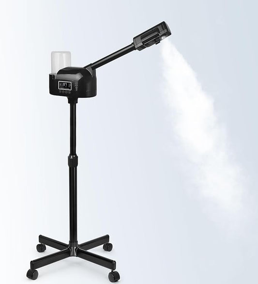 Professional Facial Steamer, Black Facial Steamer Upgrade PTC Heating, Esthetician Steamer Hot Mist Face Steamer for Salon Spa Beauty