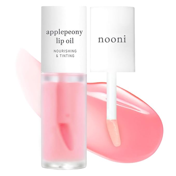 NOONI Korean Lip Oil - Applepeony | Long-Lasting, Moisturizing, Plumping, Revitalizing for Dry Lips, Waterproof, No Peel Off, Hydrating, Nourishing Crystal Clear, Stocking Stuffers 0.12 FL Oz