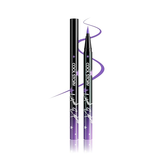 COOL STORY Liquid Eyeliner Waterproof Smudge Proof Eye Liner, 24H Long-Lasting, 0.6ml/0.02 fl.oz (Purple)