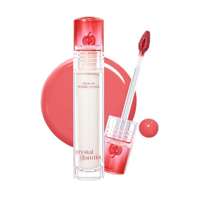 CLIO CRYSTAL GLAM TINT (019 BABY APPLE), Glossy Finish, Lightweight, Weightless, Buildable, Glass-Like, Smoothing, Long-Lasting, Vivid, Transparent, Shiny, Moisturizing Lip Stain, Korean Lip Tint