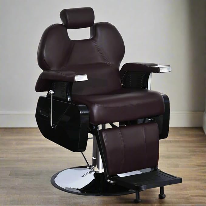 BarberPub Heavy Duty Reclining Barber Chair, All Purpose Hydraulic Salon Chairs for Hair Stylist, Barbershop Salon Tattoo 2688 (Brown)