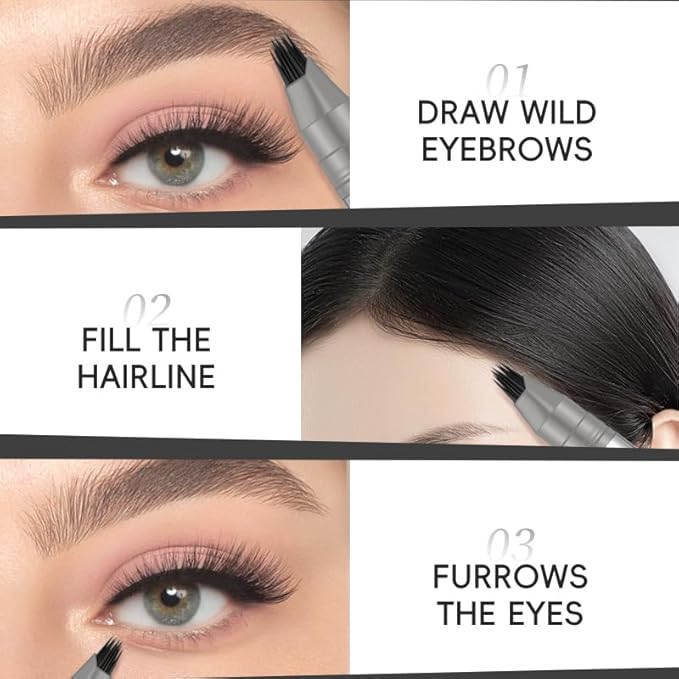 Liquid Microblading Eyebrow Pencil – Waterproof Long-Lasting Brow Pen for Natural Hair-Like Strokes, Easy to Use, Smudge-Proof Eyebrow for All Day Wear (02 Yellowish Brown)